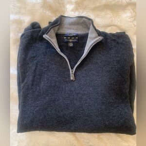 Club Room Men's Charcoal Gray Zip-Up Cashmere Sweater-XXL